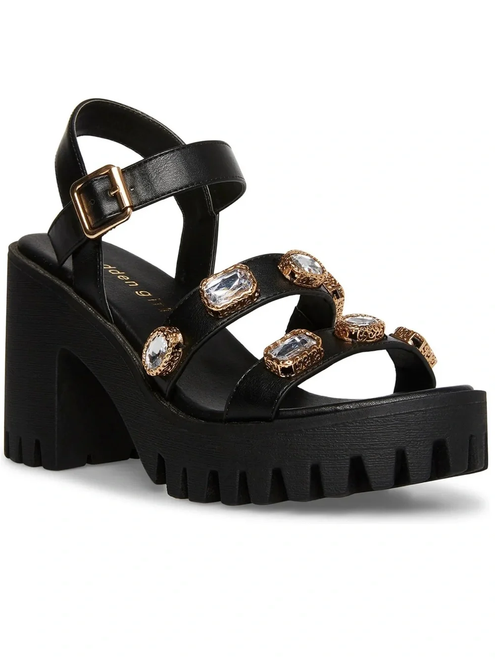 MADDEN GIRL “Stunning” Rhinestone Lug Sole Sandals